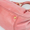 Miu Miu Ribbon Hand Bag Leather 2way Pink Gold Auth 189027A-16