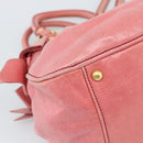 Miu Miu Ribbon Hand Bag Leather 2way Pink Gold Auth 189027A-17