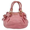 Miu Miu Ribbon Hand Bag Leather 2way Pink Gold Auth 189027A-13