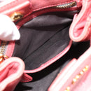 Miu Miu Ribbon Hand Bag Leather 2way Pink Gold Auth 189027A-21