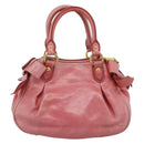 Miu Miu Ribbon Hand Bag Leather 2way Pink Gold Auth 189027A-2