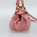 Miu Miu Ribbon Hand Bag Leather 2way Pink Gold Auth 189027A-3