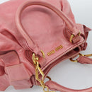 Miu Miu Ribbon Hand Bag Leather 2way Pink Gold Auth 189027A-6