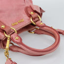 Miu Miu Ribbon Hand Bag Leather 2way Pink Gold Auth 189027A-7