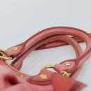 Miu Miu Ribbon Hand Bag Leather 2way Pink Gold Auth 189027A-8