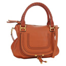 Chloe Marcie Hand Bag Leather 2way Orange Gold Auth 189042A-1
