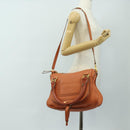 Chloe Marcie Hand Bag Leather 2way Orange Gold Auth 189042A-29