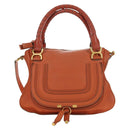 Chloe Marcie Hand Bag Leather 2way Orange Gold Auth 189042A-13