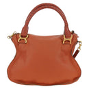 Chloe Marcie Hand Bag Leather 2way Orange Gold Auth 189042A-2