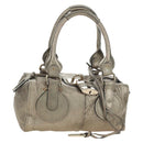 Chloe Paddington Hand Bag Leather Silver Gold Auth 189043M-1