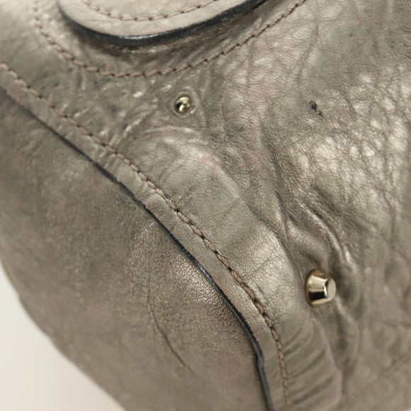 Chloe Paddington Hand Bag Leather Silver Gold Auth 189043M