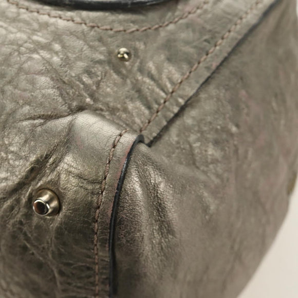 Chloe Paddington Hand Bag Leather Silver Gold Auth 189043M