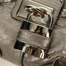 Chloe Paddington Hand Bag Leather Silver Gold Auth 189043M-16