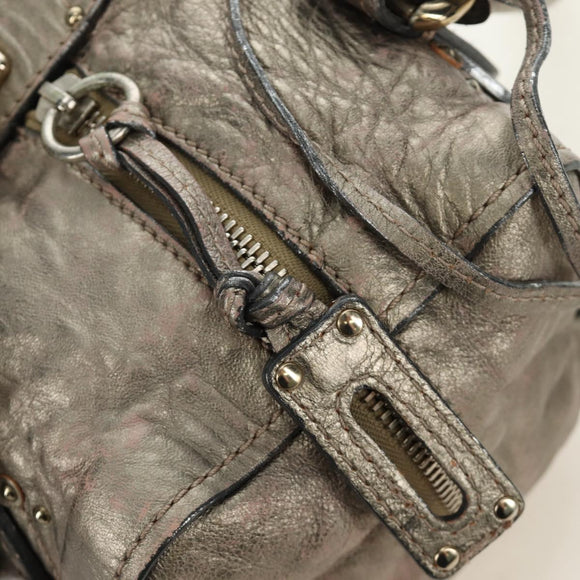 Chloe Paddington Hand Bag Leather Silver Gold Auth 189043M