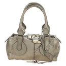 Chloe Paddington Hand Bag Leather Silver Gold Auth 189043M-2