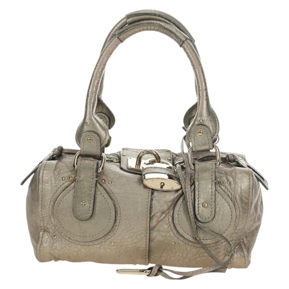 Chloe Paddington Hand Bag Leather Silver Gold Auth 189043M