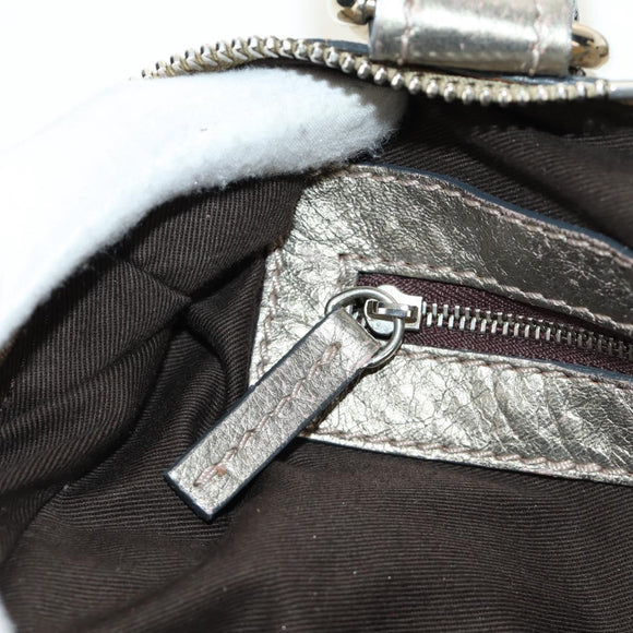 Chloe Paddington Hand Bag Leather Silver Gold Auth 189043M