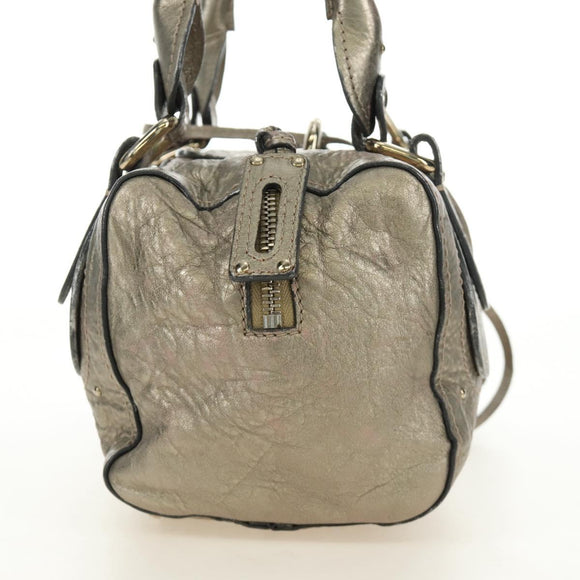 Chloe Paddington Hand Bag Leather Silver Gold Auth 189043M