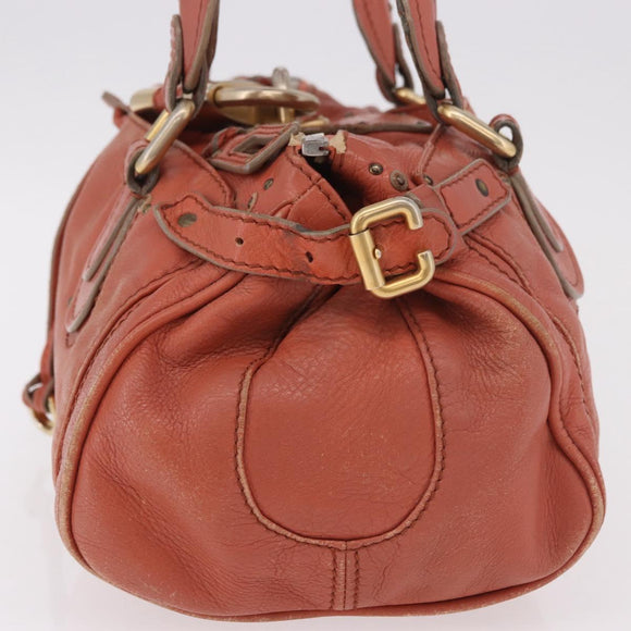 Chloe Paddington Hand Bag Leather Pink Gold Silver Auth 189045A