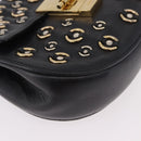 Chloe Drew Chain Shoulder Bag Leer Zwart Goud Auth 189046A-9