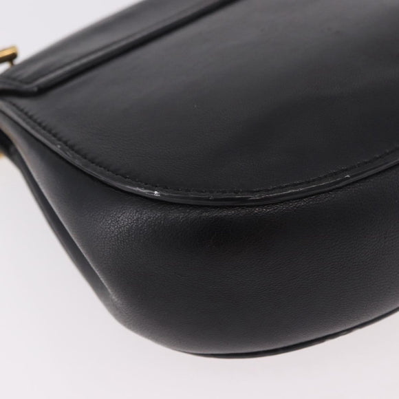 Chloe Drew Chain Shoulder Bag Leer Zwart Goud Auth 189046A