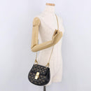 Chloe Drew Chain Shoulder Bag Leer Zwart Goud Auth 189046A-22