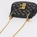 Chloe Drew Chain Shoulder Bag Leer Zwart Goud Auth 189046A-6