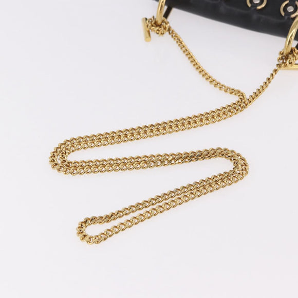 Chloe Drew Chain Shoulder Bag Leer Zwart Goud Auth 189046A