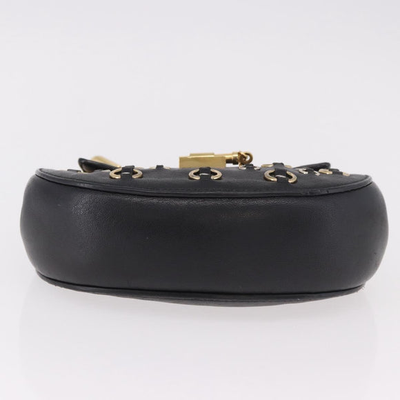 Chloe Drew Chain Shoulder Bag Leer Zwart Goud Auth 189046A
