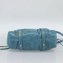 Miu Miu Hand Bag Leather 2way Blue Gold Auth 189047M-11