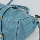 Miu Miu Hand Bag Leather 2way Blue Gold Auth 189047M-12