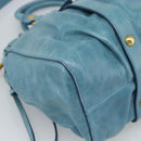 Miu Miu Hand Bag Leather 2way Blue Gold Auth 189047M-13