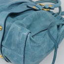 Miu Miu Hand Bag Leather 2way Blue Gold Auth 189047M-14