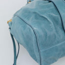 Miu Miu Hand Bag Leather 2way Blue Gold Auth 189047M-15