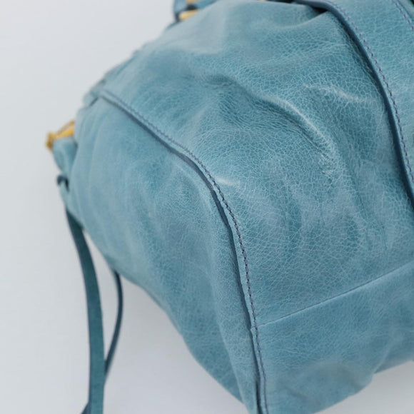Miu Miu Hand Bag Leather 2way Blue Gold Auth 189047M