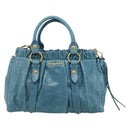 Miu Miu Hand Bag Leather 2way Blue Gold Auth 189047M-2