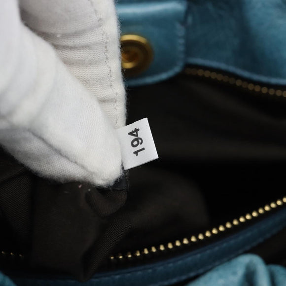 Miu Miu Hand Bag Leather 2way Blue Gold Auth 189047M