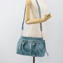 Miu Miu Hand Bag Leather 2way Blue Gold Auth 189047M-24
