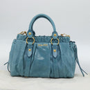 Miu Miu Hand Bag Leather 2way Blue Gold Auth 189047M-25