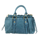 Miu Miu Hand Bag Leather 2way Blue Gold Auth 189047M-3