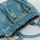 Miu Miu Hand Bag Leather 2way Blue Gold Auth 189047M-6
