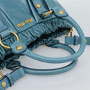 Miu Miu Hand Bag Leather 2way Blue Gold Auth 189047M-7