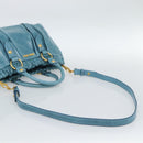 Miu Miu Hand Bag Leather 2way Blue Gold Auth 189047M-9