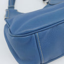 PRADA Hand Bag Vittero Dino Leather Blue Gold Auth 189048A-11