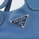 PRADA Hand Bag Vittero Dino Leather Blue Gold Auth 189048A-14