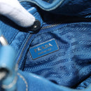 PRADA Hand Bag Vittero Dino Leather Blue Gold Auth 189048A-15
