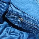 PRADA Hand Bag Vittero Dino Leather Blue Gold Auth 189048A-20