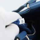 PRADA Hand Bag Vittero Dino Leather Blue Gold Auth 189048A-22