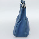 PRADA Hand Bag Vittero Dino Leather Blue Gold Auth 189048A-5