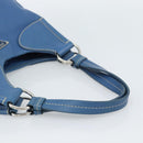 PRADA Hand Bag Vittero Dino Leather Blue Gold Auth 189048A-7